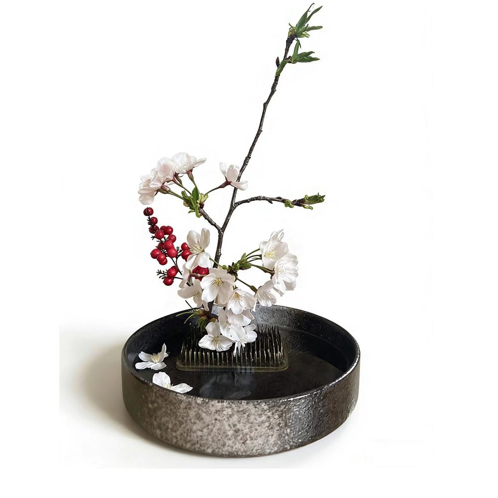 辰砂釉　黒釉　丸壺　花入れ　花生け　 茶道具　華道具　オブジェ　花器　花瓶 Amazon｜生け花用 花器 水盤 陶器 浅型 黒水盤花瓶 陶器 華道用水盤