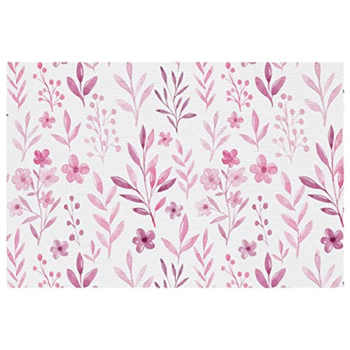 Set de table anti rayure et chaleur lot de 6 sets de table fleurs roses antidérapants - 2