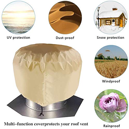 Turbine Vent Cover, Beige Roof Ventilator Cover Waterproof Turbine Roof Ventilator Cover Waterproof Extra Large 210d Cloth 5151 Cm 2 Pcs - View #8