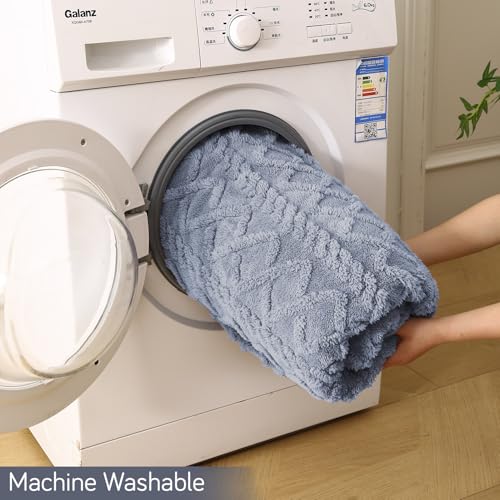 Image of HOKIPO Fleece AC Blanket Double Bed Queen, 200X230 Cm / 6.5X7.5 Feet, Powder Blue (AR-5743-BLU)