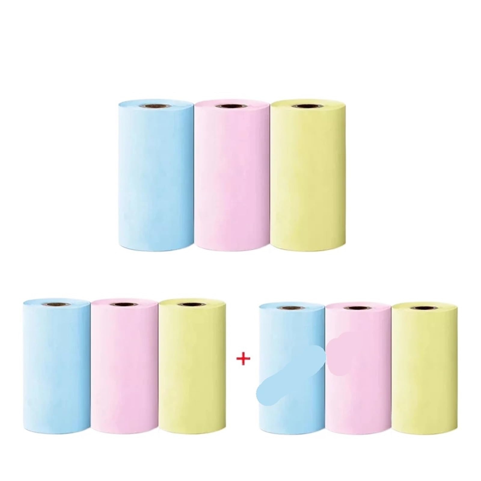 Carta termica for stampante portatile Mini HD Etichetta adesiva in carta autoadesiva universale da 57 mm for la stampa di foto del telefono Carta Termica (Color : 9rolls color)