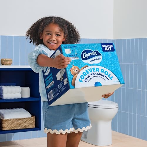 Charmin Toilet Paper Ultra Soft, Forever Roll Starter Kit, 1 Holder, 2 Rolls, 2-ply Bath T - image 8