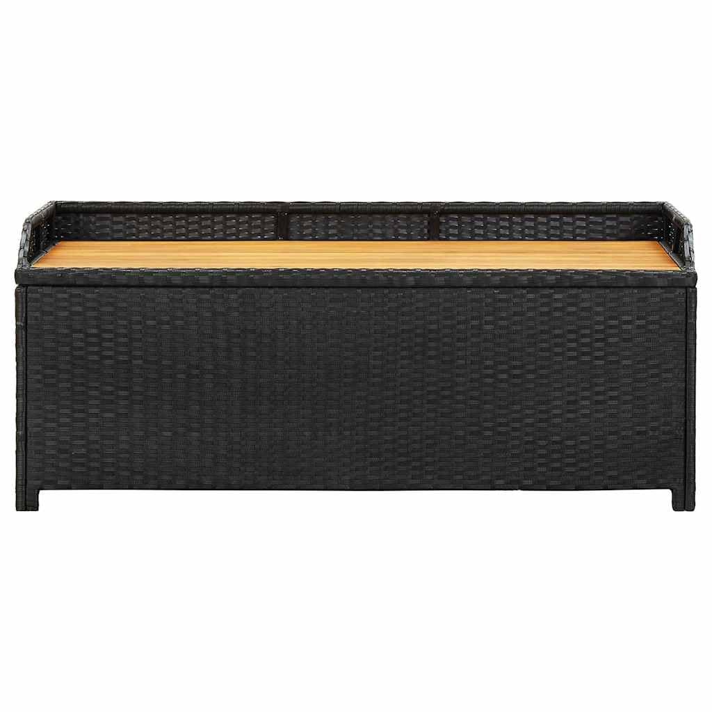 Panca da giardino con vano portaoggetti, 120 cm, in polyrattan e legno di acacia, resistente alle intemperie, robusta, salvaspazio, per esterni, balcone, terrazza, veranda