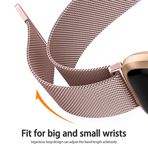 Image of Tobfit Watch Strap Compatible with Fitbit Versa 2 (Watch Not Included), Stainless Steel Chain Strap with Magnetic Buckle Compatible for Men & Women