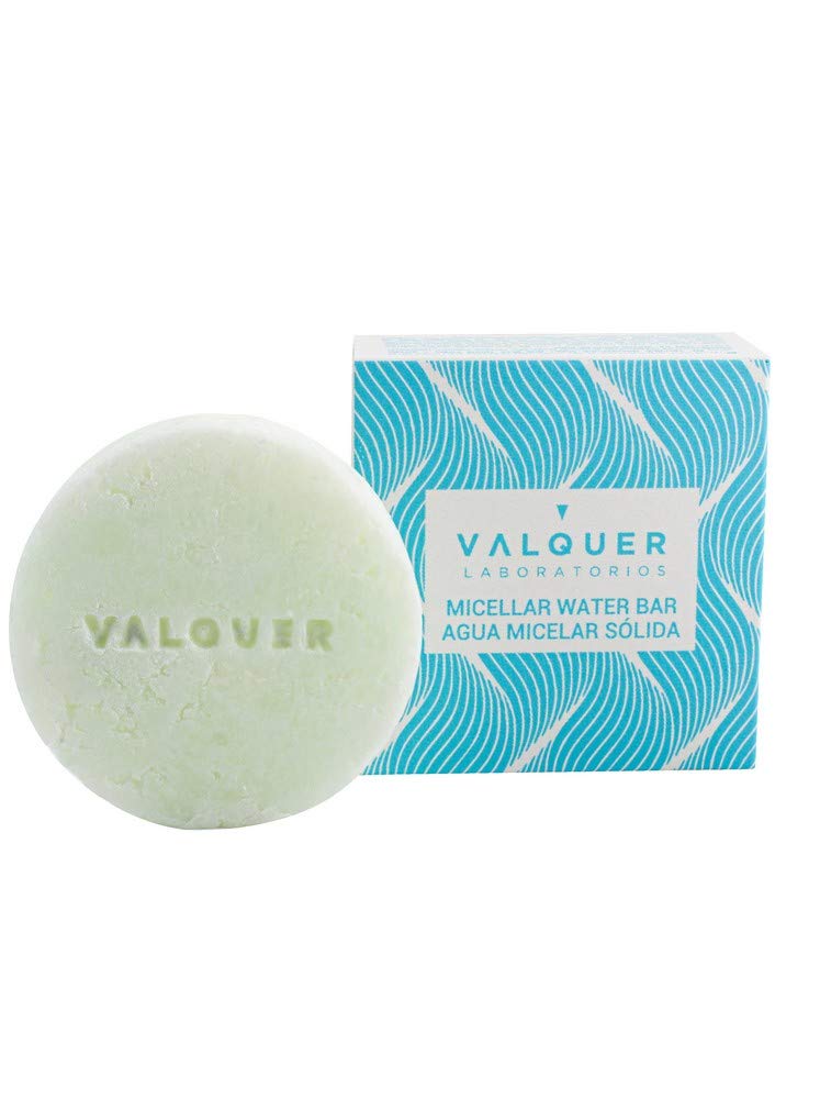 Valquer solid micellar water. Soap Free, No Plastics, organic and natural facial cleanser. Vegan. Cruelty -free. Sustainable Beauty 50 g (All skin types)