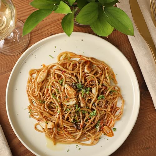 Image of Gibson Elite Avant-Garde 12 Piece Stoneware Dinnerware Set for 4, Linen White Plates and Bowls Set with Reactive Glaze, Includes Dinner Plates, Salad Plates and Bowls