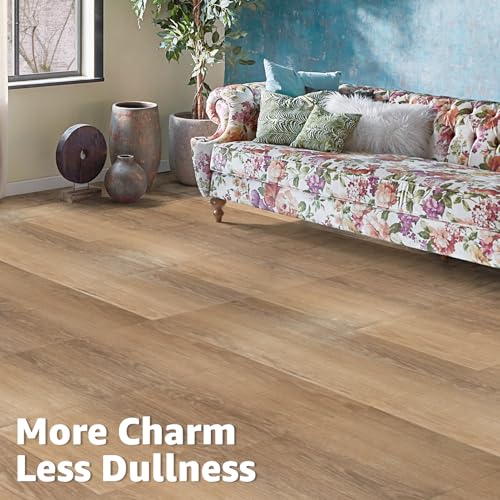 Image of Art3d 10-Pack Peel and Stick Vinyl Floor Tiles (10 Sq.Ft), Light Brown Ash
