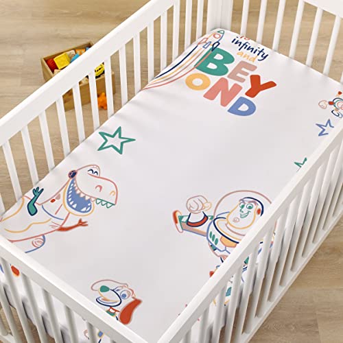Image of Disney Toy Story Green, Red, Blue and White to Infinity and Beyond Color Crazy Nursery Photo Op Fitted Crib Sheet