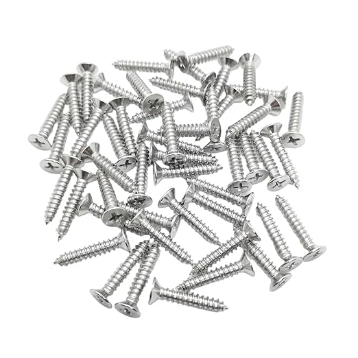 M3 Stainless Steel Screws 25 mm, Self Tapping Flat Phillips Countersunk Head Wood Screw, Hardware Fasteners, Pack of 50