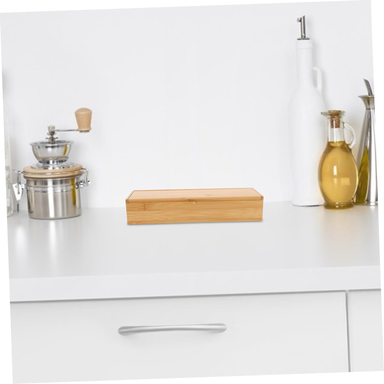 2piezas Caja De Almacenamiento Organizador De Cocina Cubiertos Bambú Confiable Diseño Elegante