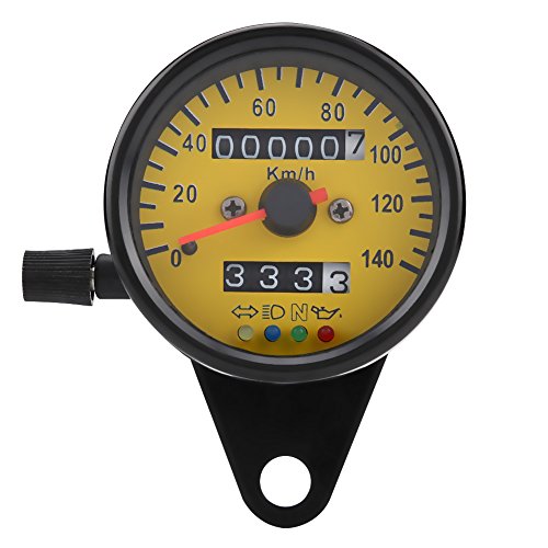 Qiilu 60mm Moto Odomètre Indicateur Compteur de Vitesse avec Indicateur Noir
