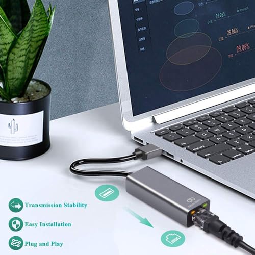 Image of USB 3.0 to LAN Ethernet Adapter | High Speed Gigabit RJ45 Network Converter | Plug & Play for Laptop, PC, MacBook