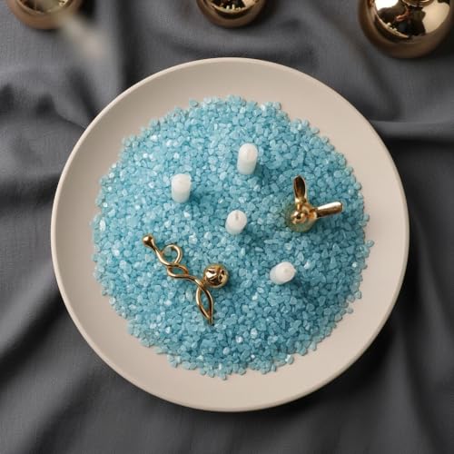 Image of Light Blue Crushed Glass Sand Broken Pieces for Resin Art,Crafts,15 OZ | Fairy Garden Rocks,Crush Gravels,Vase Fillers Stones,Candle Holder Decorations