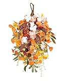 LSKYTOP 17.5 inch Fall Swag with Hydrangea Flower,Cotton,Red Berries,Pine Cone and Eucalyptus Leave...