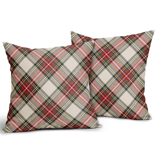 Christmas-Plaid-Pillow-Covers-18×18-Set-of-2-Rustic-Red-Green-Blue-Xmas-Decoration-Buffalo-Checked-Print-Decorative-Outdoor-Pillowcases-Farmhouse-Holiday-Throw-Cushion-Case-Decor-for-Couch-Sofa-Bed Christmas Plaid Pillow Covers 18×18 Set of 2 Rustic Red Green Blue Xmas Decoration Buffalo Checked Print Decorative Outdoor Pillowcases Farmhouse Holiday Throw Cushion Case Decor for Couch Sofa Bed