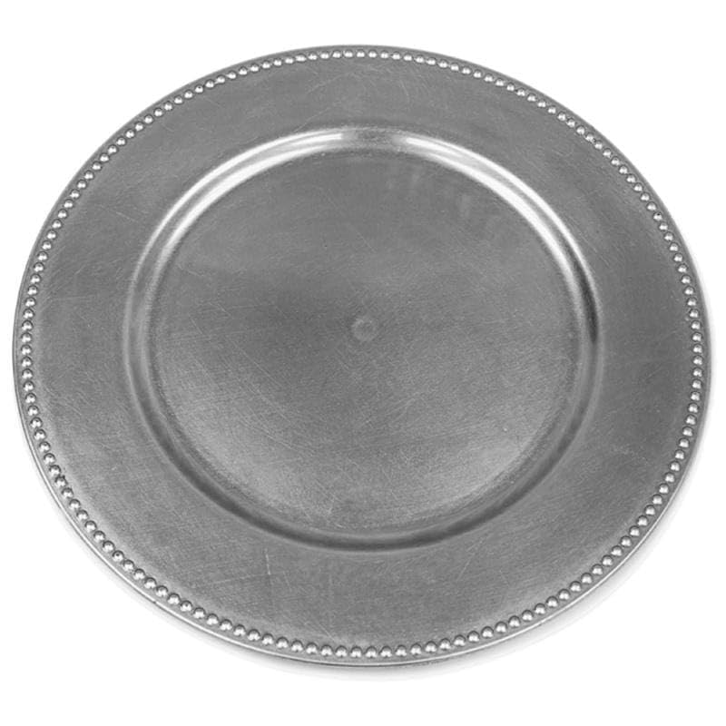 Platos cargadores redondos con borde perlas 13 in 6 pcs miniatura 1