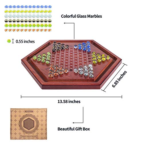Juego de mesa chino de mesa de madera con 60 canicas de colores miniatura 4