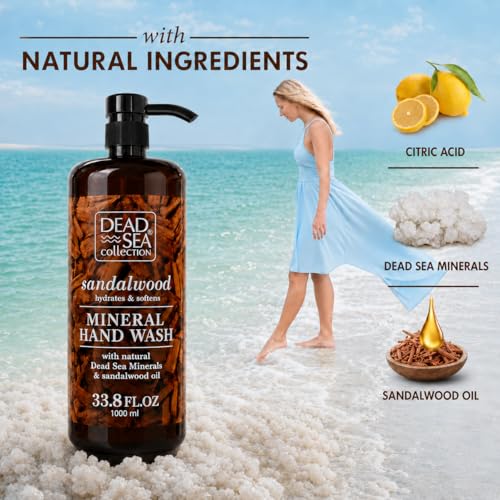 Image of Dead Sea Collection Hand Soap Pump Sandalwood - Moisturizing Hand Wash Liquid with Dead Sea Minerals and Sandalwood Oil - Hydrates and Softens - Pack of 2 (33.8 Fl Oz Each) - 67.6 Fl Oz Total