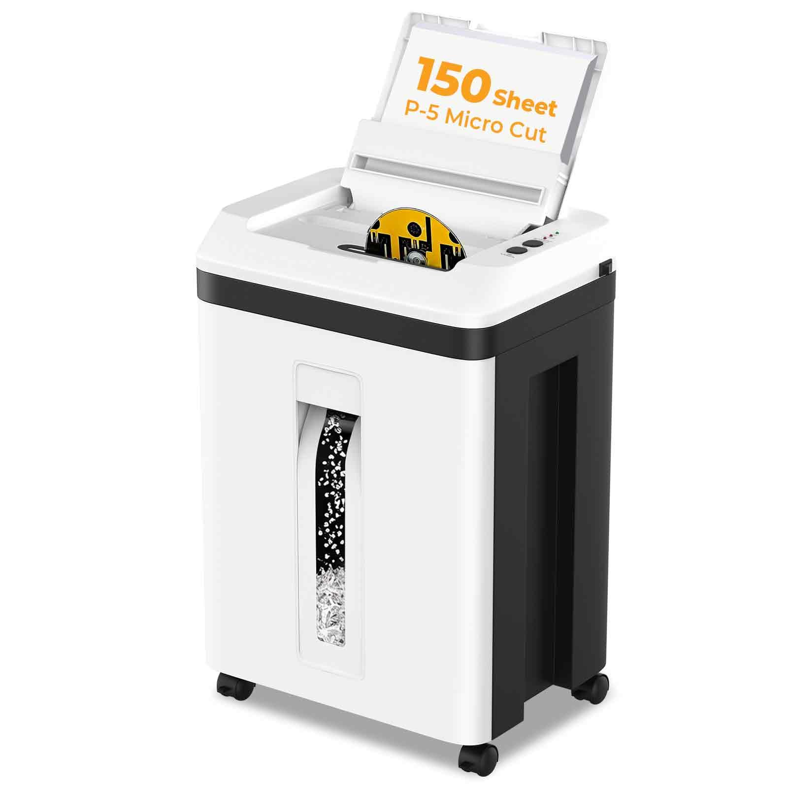 150-Sheet Auto Feed Office Paper Shredder, Touchscreen Heavy Duty Shredder, 60 Min Non-Stop, P-5 Microcut Security Commercial Shredder Anti-Jam for Credit Cards/Staple, 7 Sheets Manul