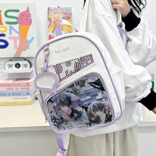 Ita Bag Anime Backpack for Kids Japanese School Bag with Pin Display Insert for Students Bookbag (Purple)4