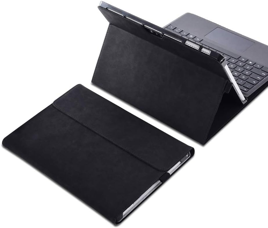 Protective case for Surface Pro 7/7+ / 6/5 / 4 with Pen Holder, Multiple Angle Polyester Slim Light Shell Cover, Compatible with Type Cover Keyboard (12.3", Black)