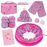 PREBOX Knitting Loom Craft Kit for Kids & Beginners - Create Hat & Scraf with Yarn, Hook Needle, Birthday Gifts Ideas for Teens Girls Age 6-8 8-12 14+, Rose Loom