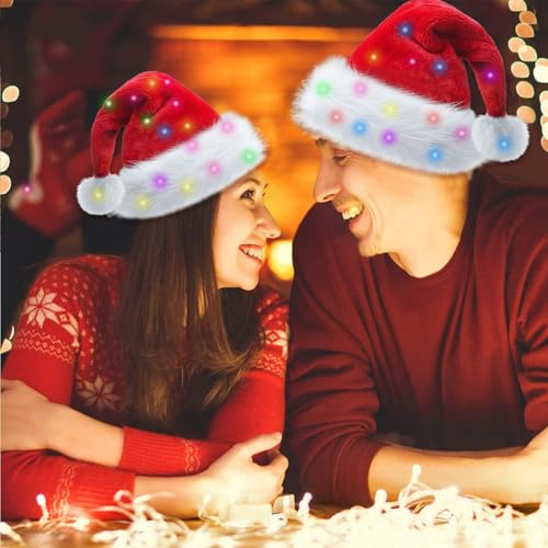 Image of Haomaomao Santa Hat for Adults /Kids /Baby Christmas Hat Red Velvet Holiday Unisex Xmas Hat for New Year Festive Festival Party