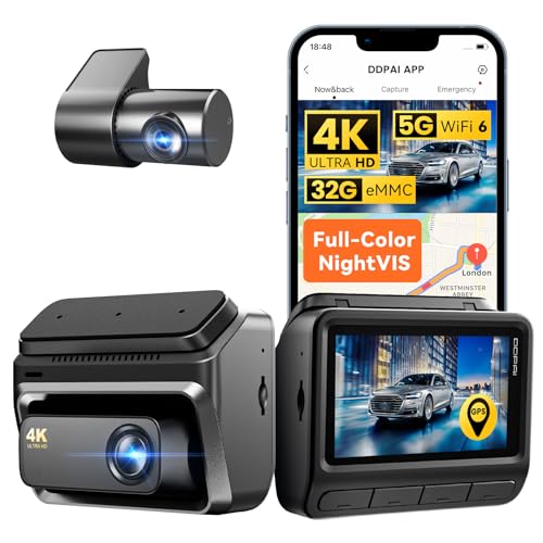 DDPAI Dash Cam Auto, 4K + 1080P Telecamera Auto con