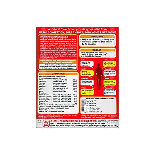 Image of AIMIL Fifatrol Tablets | Extra Strength Anti-Infective Immunity Booster | Multi-Symptom Relief for Cold, Flu, Nasal & Chest Congestion | 30 Tablets (Pack of 4)
