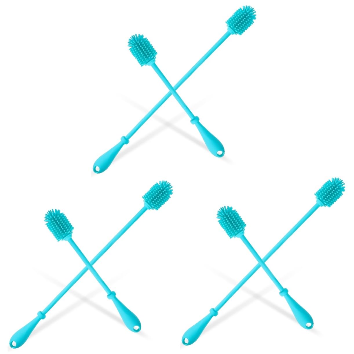 Healeved 3 Set Spazzola Per La Pulizia Dei Piatti Bustine Bottiglia Lavabottiglie Brevi Brush Detergente Per Bottiglie D'acqua Scovolino Per Bottiglie in Silicone Gel Di Silice 2 Pezzi * 3