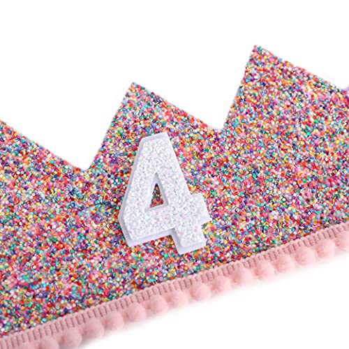 Wahawu Rainbow Crown For 4Th Birthday Party- Glitter Birthday Crown, Birthday Hats For Kids, Baby's Birthday Photo Props, Crown Birthday Decoration, Little Girls Hair Accessories Party #TOP5