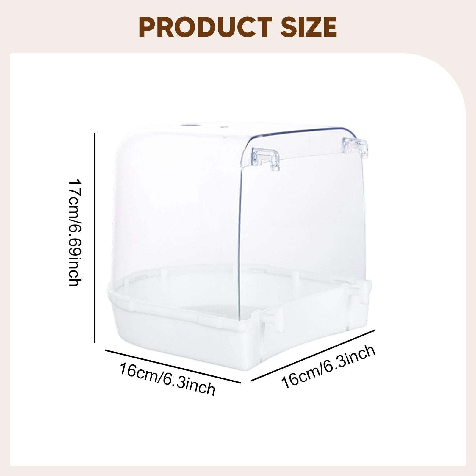 Bain d'oiseaux Transparent et Spacieux pour Cage, Idéal pour Les Perroquets, Perruches Ondulées, Canaris, Inséparables et Calopsittes, Blanc