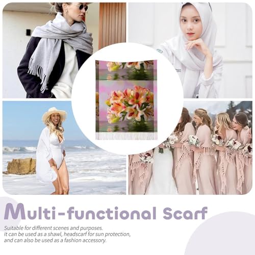 Scarf for Women Winter Scarf Shawl Travel Alstroemeria Printed Scarf Wraps for Women3
