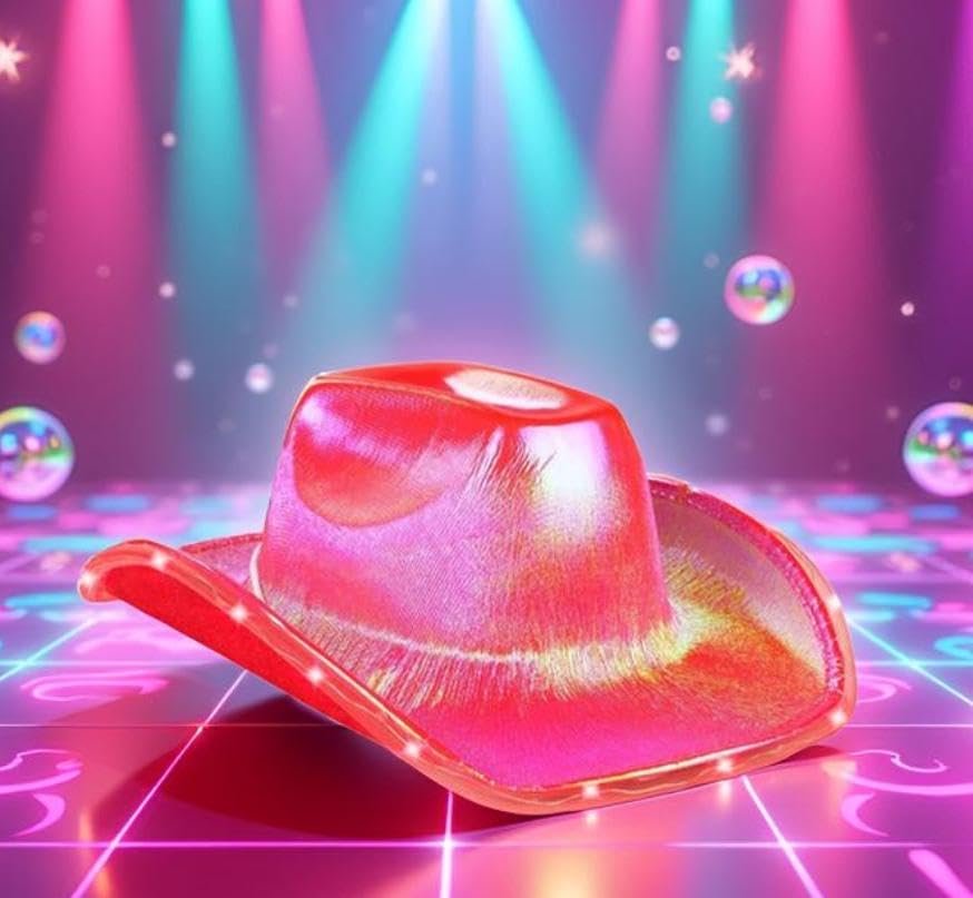 Sombrero vaquero unisex con luces LED para fiesta miniatura 6