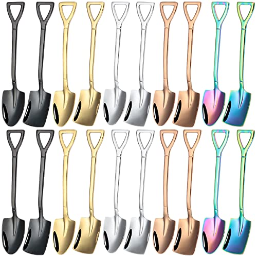 Guador 14PCS en acier inoxydable café latte cuillère en acier inoxydable pelle cuillère pelle forme créatif net cuillère rouge cuillère pastèque cuillère à dessert crème glacée Cover