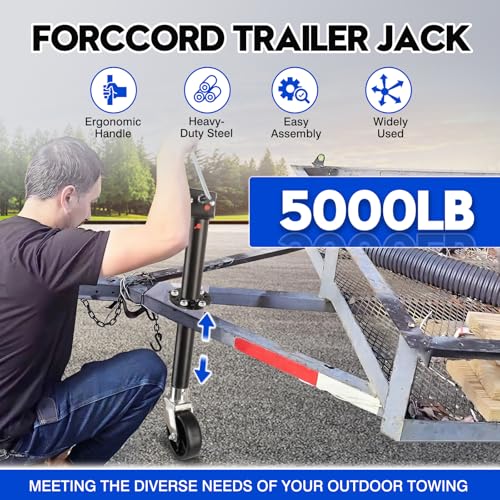 Forccord Trailer Jack Electric A-Frame Heavy-Duty 5000 lbs with Adjustable Height 10.5''-33.4'' & Removable Wheel, Dual-Purpose Drop Leg Design for Utility Yacht RV Tongue Jack Replacement Accessories by Forccord - Image 2