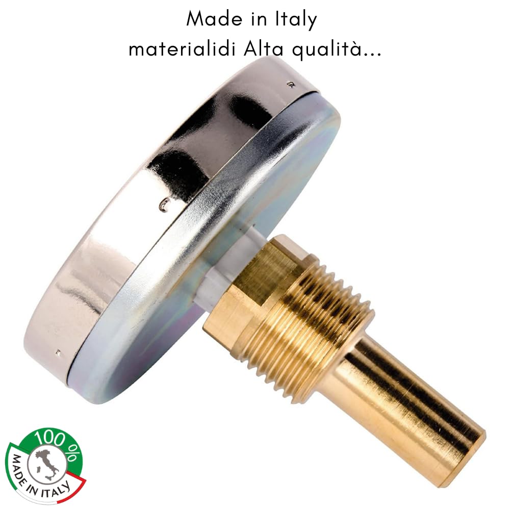 Schläfer 0930170 | Thermomètre bimétallique avec gaine, raccord fond du boîtier en acier inoxydable, immersion axiale 1/2 » échelle 0-120 °C » Boîtier multifonction 63 mm
