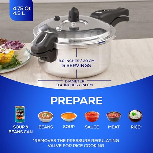 Image of Universal (4.75 Quart / 4.5 Liter) Olla de Presion, Aluminum Pressure Pot with 6 Safety Systems, Compact 4-5 Serving Stovetop Cooker, Pressure Cooker made in Colombia, 25-Year Warranty