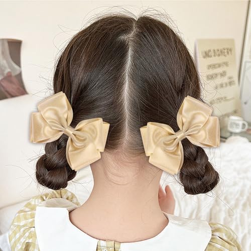 CN 4.5 Inch Gold Glitter Hair Bows for Girls Alligator Clips Sparkly Satin Hair Accessories for Kids Toddler Women on Birthday Wedding Christmas and Party
