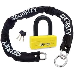 Candado Homologado Nivel 3 URBAN UR75+10.120L Candado Antirrobo Moto Alta Seguridad Homologado Classe SRA Mini U Bloqueo Disco + Cadena no homologada ø10 120 cm Lazo