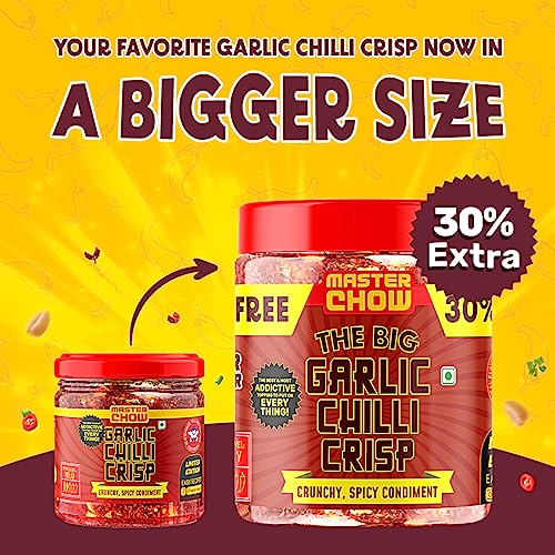 Image of MasterChow Chilli Garlic Crisp (450gms) - 30% Extra | Made with Sichuan Peppercorns, Crunchy Garlic & Red Chillies