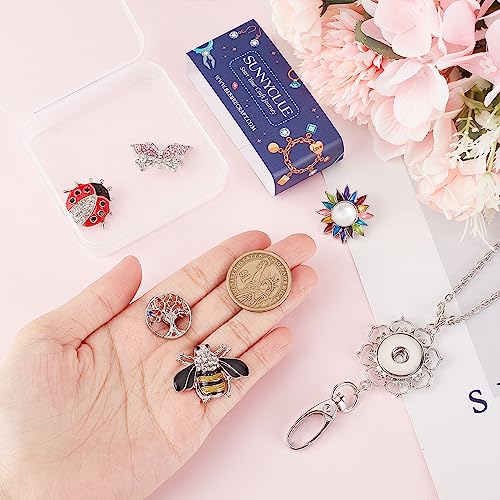 SUNNYCLUE 1 Box ID Badge Lanyard Cute Badges Holder Women Office Rhinestone Lanyards Butterfly Tree of Life Snap Buttons Charm Breakaway Lanyards Chain Necklace for ID Badge Holder Keys Teacher Nurse - Image 3