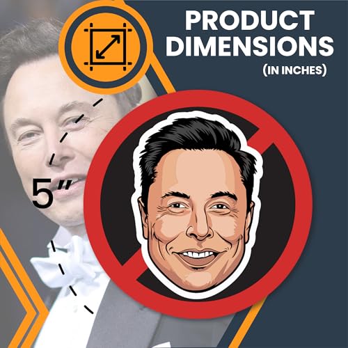 Image of Magnet Me Up No Elon Face Magnetic Decal Funny Anti-Billionaire Car Magnet, Political Satire Fridge Decor, 5-Inch Round UV-Printed Vinyl, Weatherproof & Durable, Made in USA