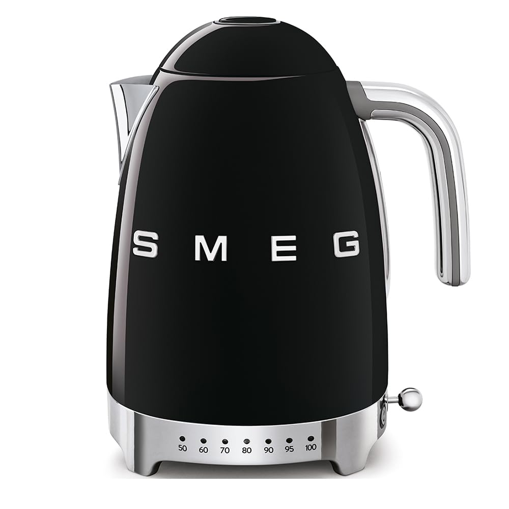 Smeg KLF04BLUK Jug Kettle, LED Display, 7 Temperature Settings, Acoustic Alarm, 3KW, 1.7L, Black