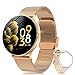 OFHOWO Montre Connectée Femme avec Fonction Féminine, Smartwatch Fitness Sport Etanche avec Fréquence Cardiaque, Oxygène Sanguin, Température Corporelle, Pression Artérielle pour Android iOS Or