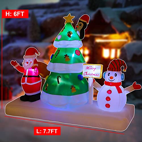 6Ft Christmas Inflatables Outdoor Decorations Christmas Tree, Snowmen And Santa Claus Combination With Built-In Leds Blow Up Inflatables For Xmas Party Indoor Outdoor Yard Garden Lawn Décor #TOP2