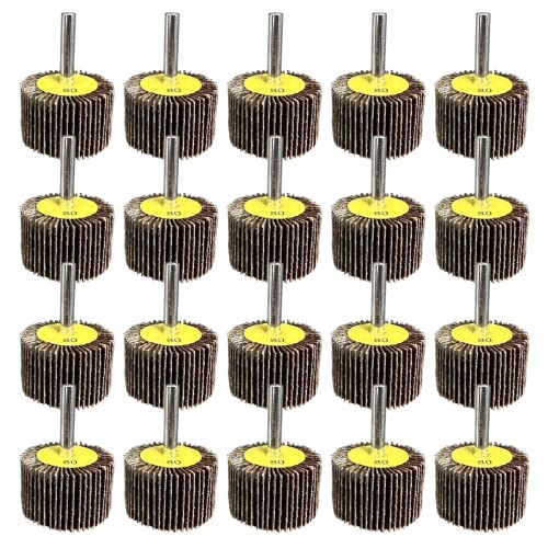 FEIHU Roue Abrasive 25 pièces 40X25x6mm Grain 80 Disque a lamelle pour Brosse Poncage Perceuse Accessoires Polissage Bois Metal