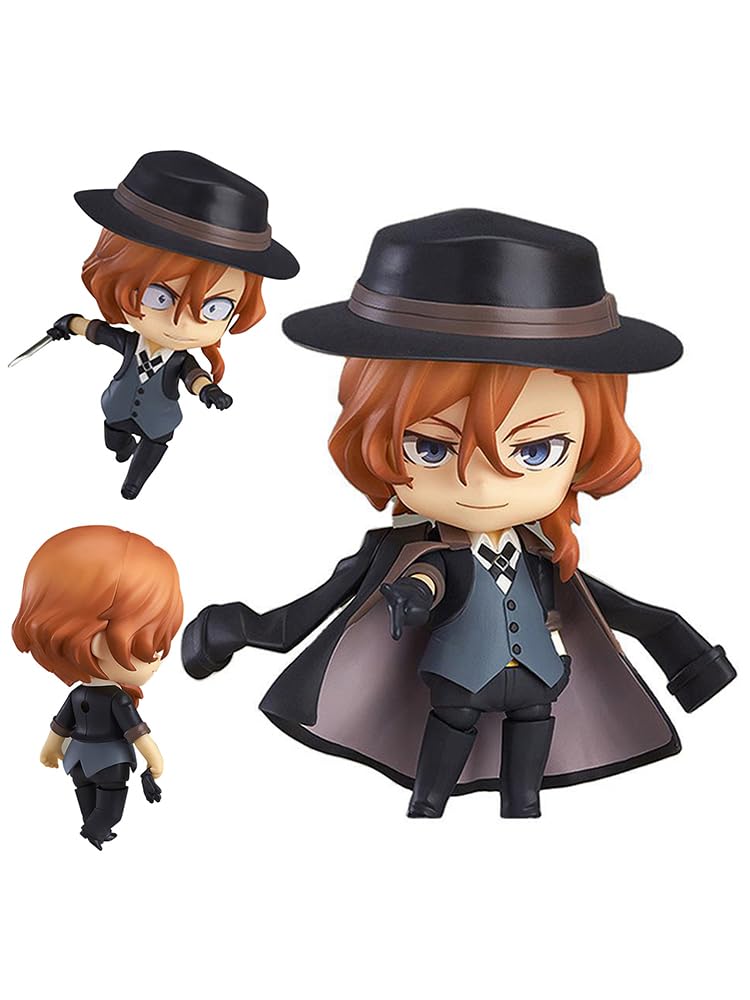 Xinchangda Nakahara Chuuya Figure 10CM Bungo Stray Dogs Movable Action Figures Interchangeable Accessories Figurine Anime Statue Desktop Collection Gifts for Fans