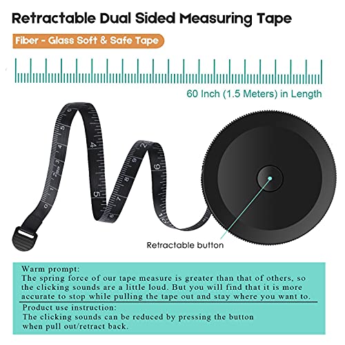 Mr.do Maßband Körper Schneidermaßband Einziehbar 150 cm / 60 zoll Bandmaß Schwarz