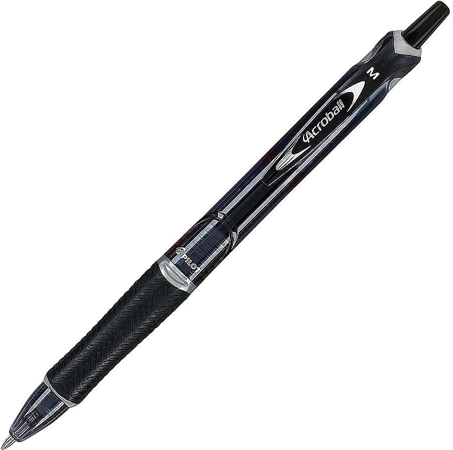 Acroball Colors Advanced Ink Refillable & Retractable Ball Point Pens, Medium Point, Black Ink, 12-Pack (31810)